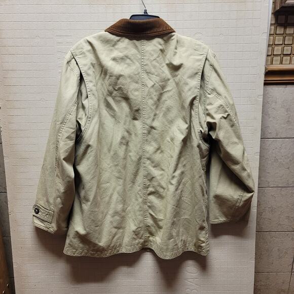 Lands End Vintage Women Large 14-16 Barn Chore Farm Coat Jacket Tan Brown Plaid - Picture 2 of 10